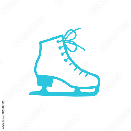 Winter ice skate icon. Isolated on white background. Blue icon set.