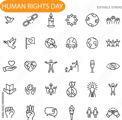 Human Rights Day Icons of Peace, Unity, and Global Freedom