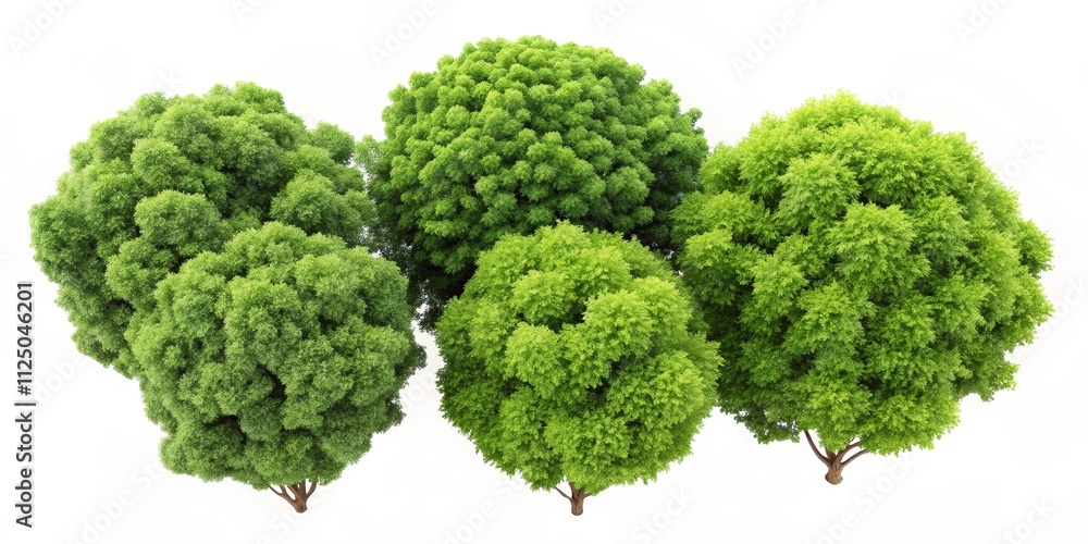 Quadruple Lush Green Treetops Aerial View, 3D Render, Nature Concept Quadruple Lush Green Treetops Aerial View, 3D Render, Nature Concept
