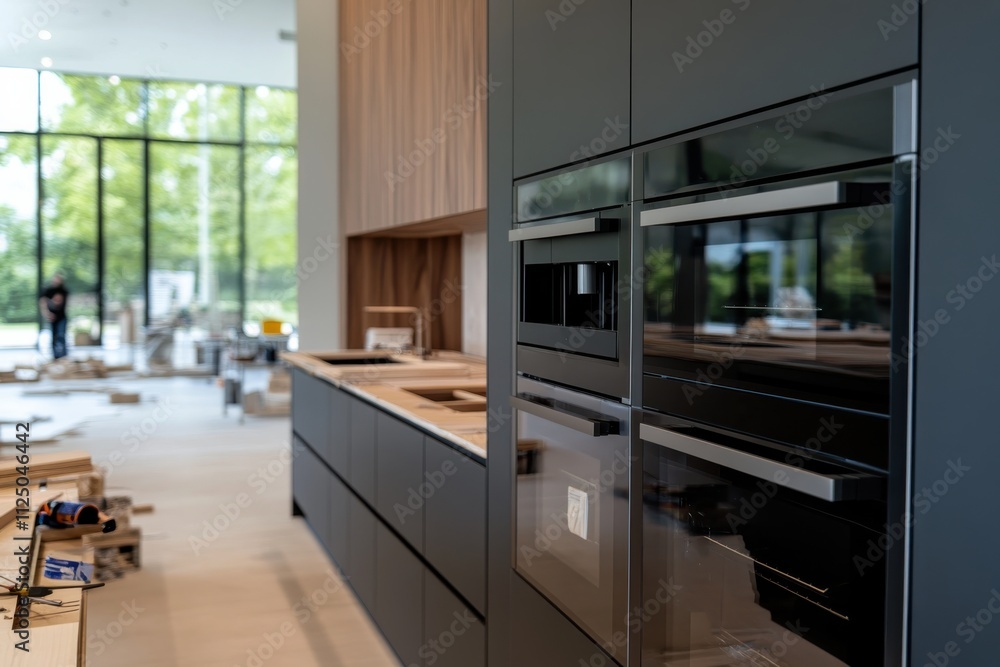 In this image, a contemporary kitchen is showcased, featuring sleek cabinetry and stylish appliances, reflecting a modern aesthetic focused on elegance and efficiency. In this image, a contemporary kitchen is showcased, featuring sleek cabinetry and stylish appliances, reflecting a modern aesthetic focused on elegance and efficiency.