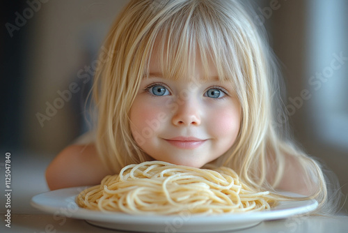 Girl With Plate Of Pasta