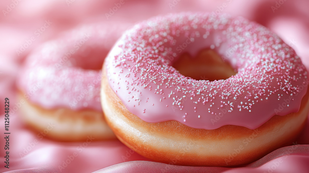 Delicious pink frosted donuts with sprinkles on soft pink background, perfect for dessert lovers and sweet treats. Indulge in this delightful pastry experience! Delicious pink frosted donuts with sprinkles on soft pink background, perfect for dessert lovers and sweet treats. Indulge in this delightful pastry experience!