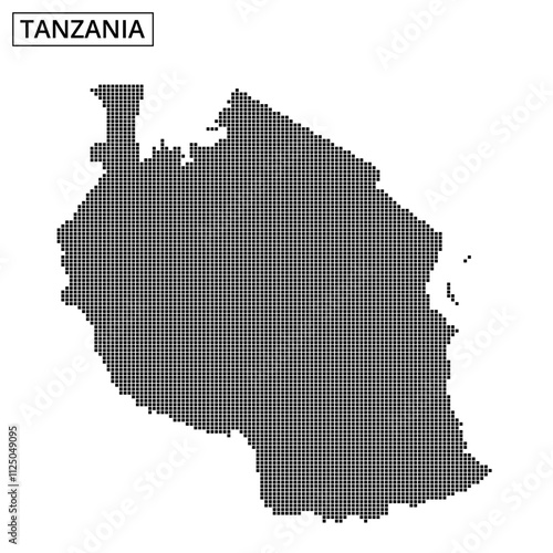 Map of Tanzania showcasing unique dot pattern design in black and white