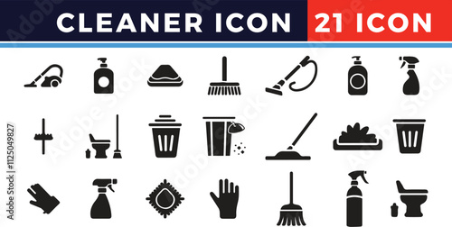 Housekeeping line web icons. Dusting, cleaning, vacuuming, washing, changing, organizing. Vector illustration. Editable stroke.