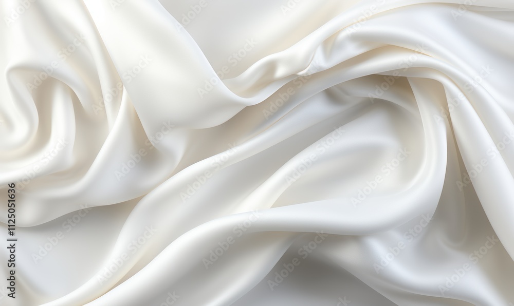 Obraz premium 白色绸缎丝绸光滑质感简约波纹优雅背景