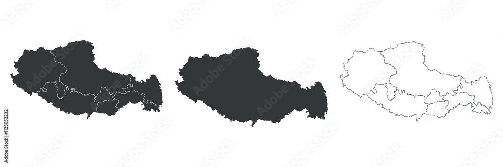 Obraz premium Tibet province Map illustration, Map of Tibetan 