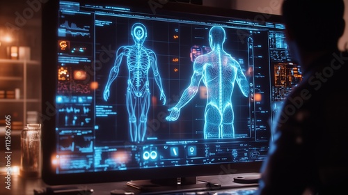 Futuristic Health Data Hologram Display for Genetic and Anatomical Analysis