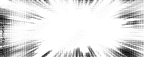 Comic book black and white radial lines background. Manga speed frame. Super hero action. Vector illustration.
