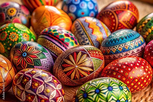 Colorful Easter Eggs Set for Creative Decoration, Perfect for Spring Celebrations, with Various Patterns and Textures, Ideal for Seasonal Crafts and Festive Decor Ideas