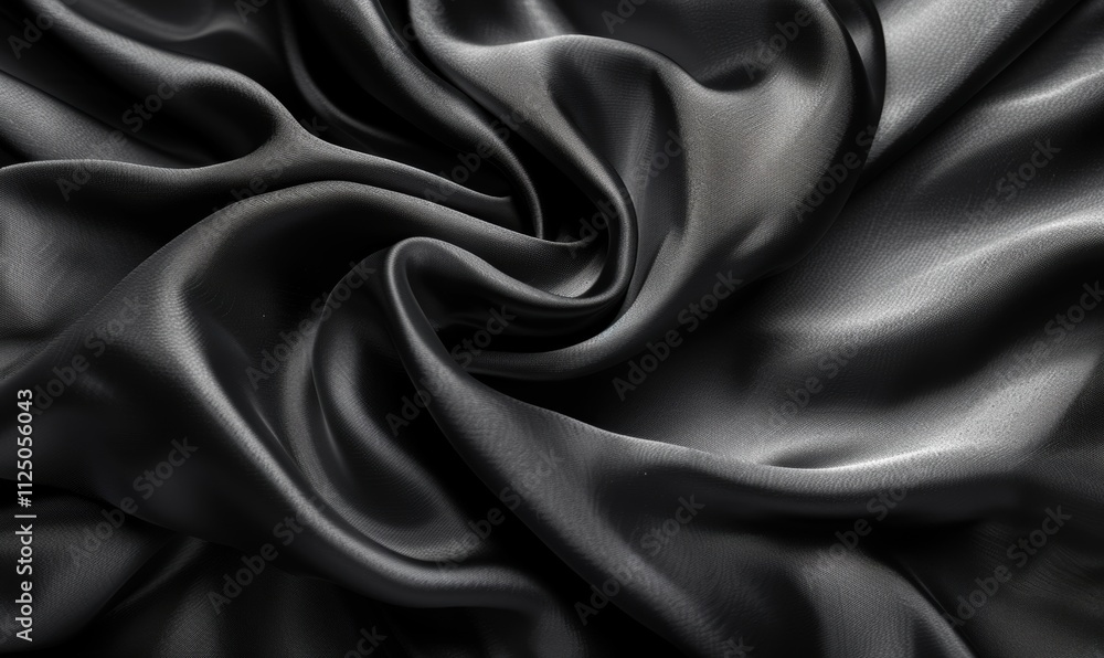 Obraz premium 黑色深邃优雅光滑丝绒绸缎纹路