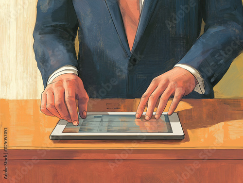 A businessperson analyzing financial data on a tablet