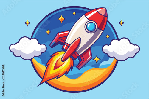 cartoon rocket, space rocket launch. vector design illustration