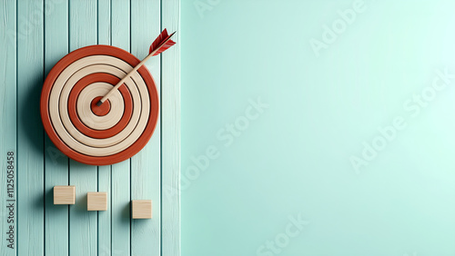Achieving goals with minimalist background high solution target concept in a calm environment business report concept