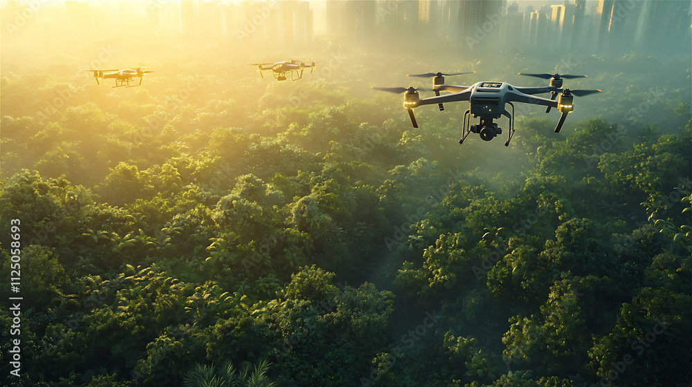 Fototapeta premium AI enhancing environmental conservation effor