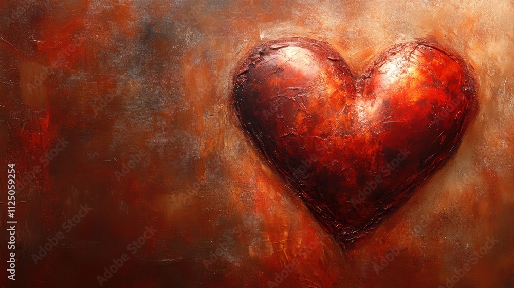 Abstract Heart Shape Artwork in Warm Reds and Oranges Abstract Heart Shape Artwork in Warm Reds and Oranges