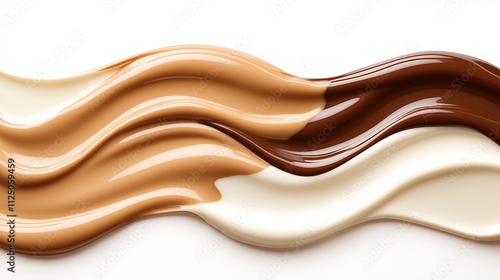 Gradient of mixing colors of coffee and milk mocha liquid base on a white background. The colours range from light beige to dark brown, illustrating the different shades of the base background Gradient of mixing colors of coffee and milk mocha liquid base on a white background. The colours range from light beige to dark brown, illustrating the different shades of the base background