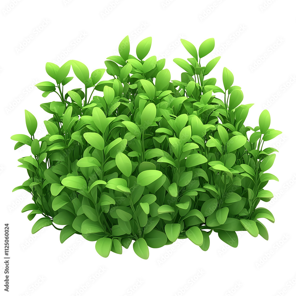 Fototapeta premium Lush 3D Ornamental Hedge Bush with Minimalistic White Background