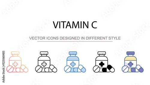 Vitamin C icon design with white background stock illustration