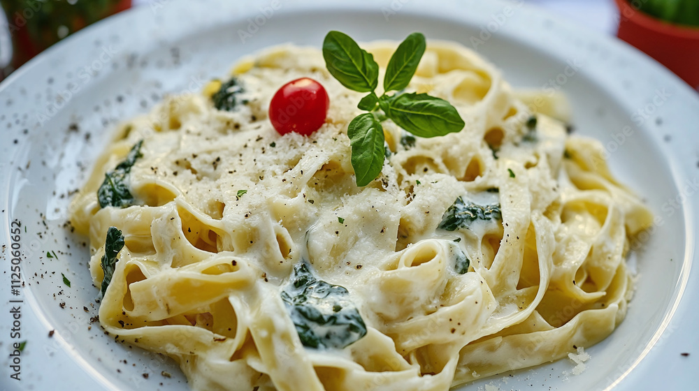 Pasta with spinach, healthy cooked dish from homemade recipe, delicious green plate of italian food, cheese topped cuisine with creamy sauce. Pasta with spinach, healthy cooked dish from homemade recipe, delicious green plate of italian food, cheese topped cuisine with creamy sauce.