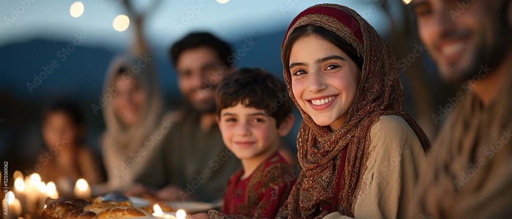 A joyful gathering of family enjoying a meal outdoors. A joyful gathering of family enjoying a meal outdoors.