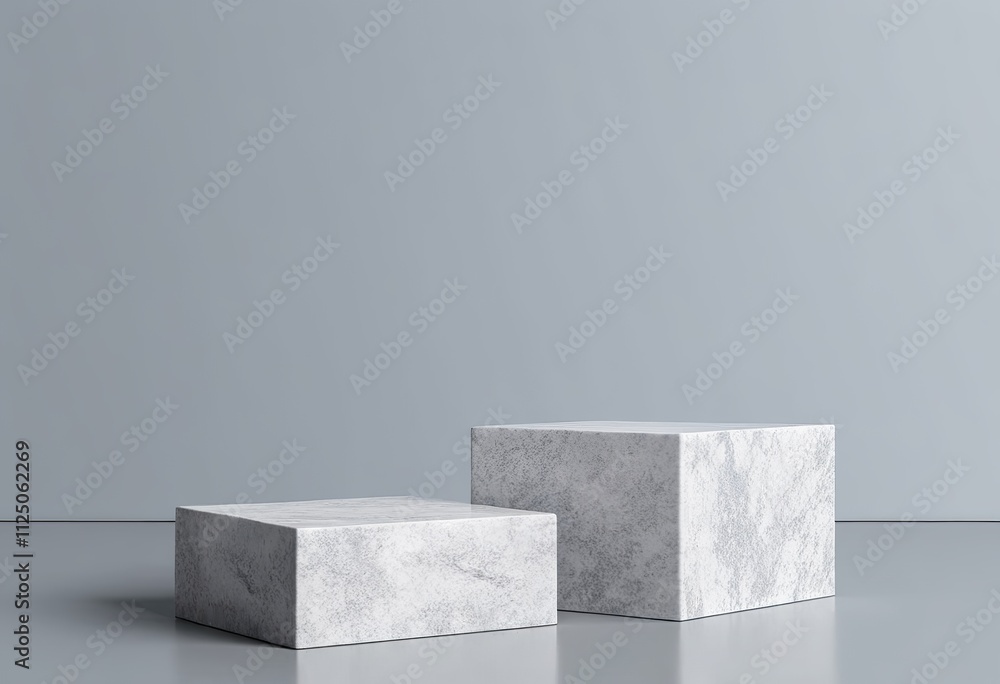 Marble-white platform set against a gray background with a contemporary studio layout, ideal for showcasing products. 3D visualization. Created with generative AI technology Marble-white platform set against a gray background with a contemporary studio layout, ideal for showcasing products. 3D visualization. Created with generative AI technology