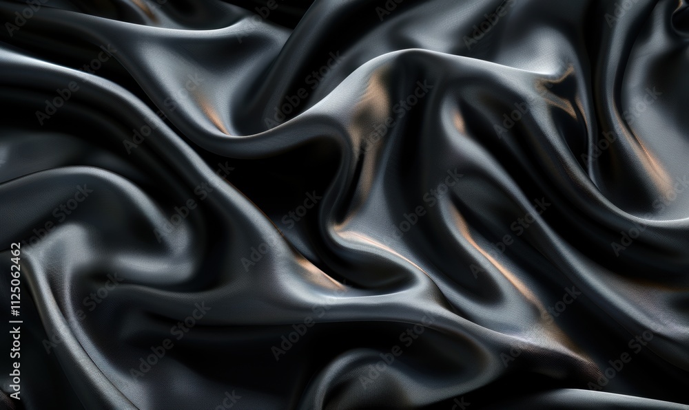 Obraz premium 黑色深邃优雅光滑丝绒绸缎纹路
