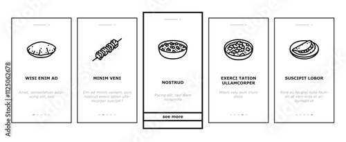 indian cuisine food curry onboarding mobile vector restaurant india, masala chicken, asian tikka, rice traditional, paneer, dish indian cuisine food curry illustrations