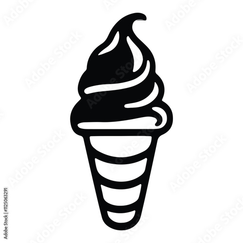 Ice cream waffle cone vector icon. Soft ice cream pictogram. ice cream silhouette vector.