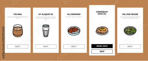 indian cuisine food curry onboarding mobile vector restaurant india, masala chicken, asian tikka, rice traditional, paneer, dish indian cuisine food curry illustrations