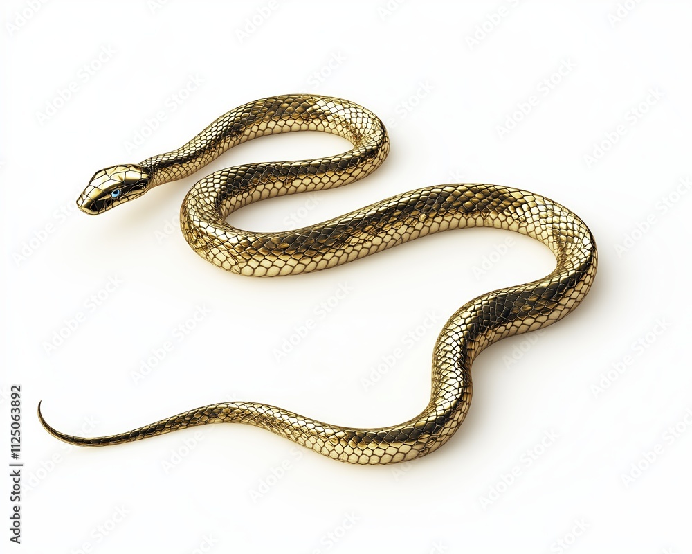 A sleek golden snake on a clean white background, showcasing elegance, simplicity, and exotic beauty. A sleek golden snake on a clean white background, showcasing elegance, simplicity, and exotic beauty.