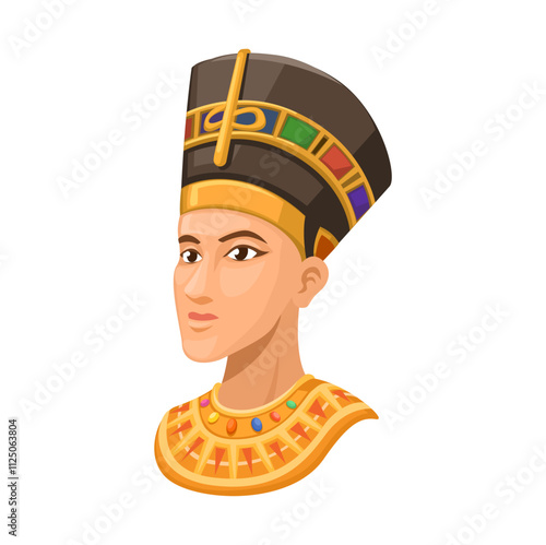 Nefertiti Queen Of Egyptian Head Figure Character Illustration Vector