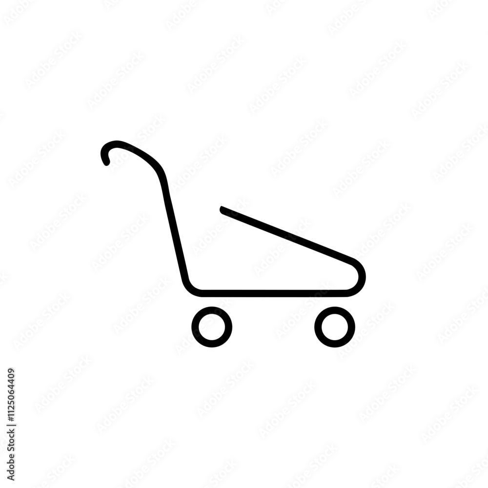 A simple cart icon with line silhouette on white background A simple cart icon with line silhouette on white background