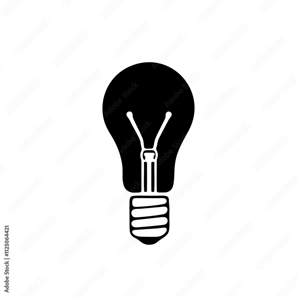 A creative light bulb icon silhouette on white background A creative light bulb icon silhouette on white background