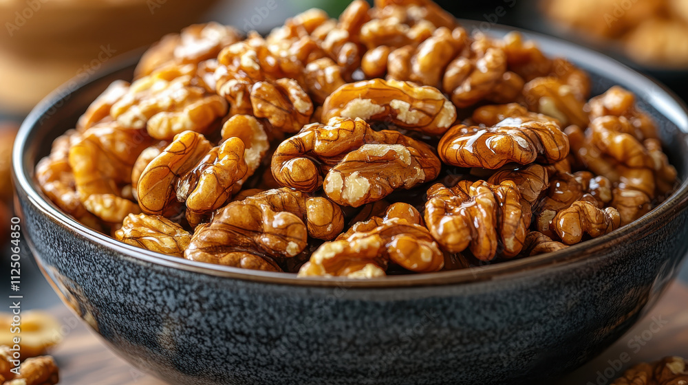 Delicious organic walnuts in dark bowl, showcasing their rich texture and color, perfect for healthy snacking or cooking. Enjoy natural goodness! Delicious organic walnuts in dark bowl, showcasing their rich texture and color, perfect for healthy snacking or cooking. Enjoy natural goodness!