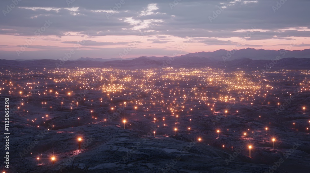 Fototapeta premium A 3D perspective of glowing digital intersections seamlessly connecting across space.