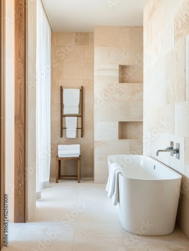 Stylish bathroom design featuring a relaxing tub and modern toilet for ultimate comfort