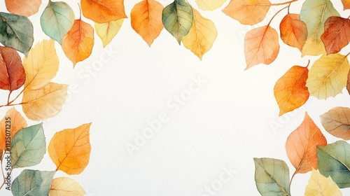 Wallpaper Mural Watercolor frame Autumn Leaves Frame Torontodigital.ca