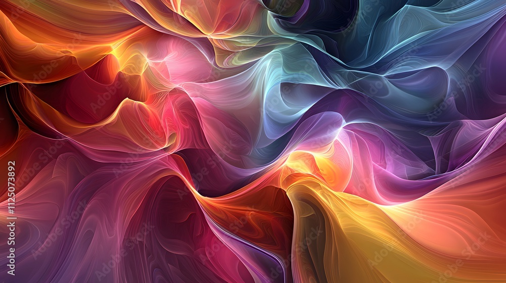 Obraz premium A conceptual illustration of abstract shapes flowing seamlessly into a gradient-filled composition.