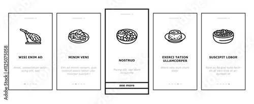spanish cuisine food paella tapas onboarding mobile vector spain dish, plate meat, traditional gourmet, restaurant mediterranean, tortilla spanish cuisine food paella tapas illustrations