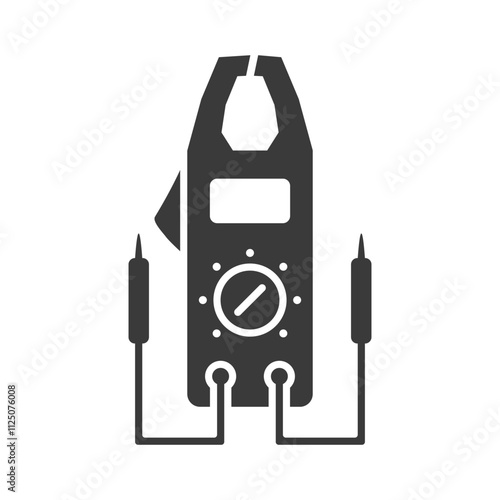 Digital measuring voltage clamp meter glyph icon isolated on white background.Vector illustration