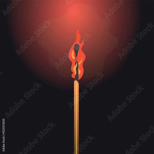 burning match. dark background with flame from matches