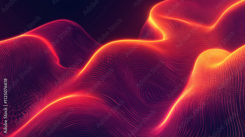 Fototapeta premium Futuristic glowing orange wave design with abstract patterns and sharp edges.
