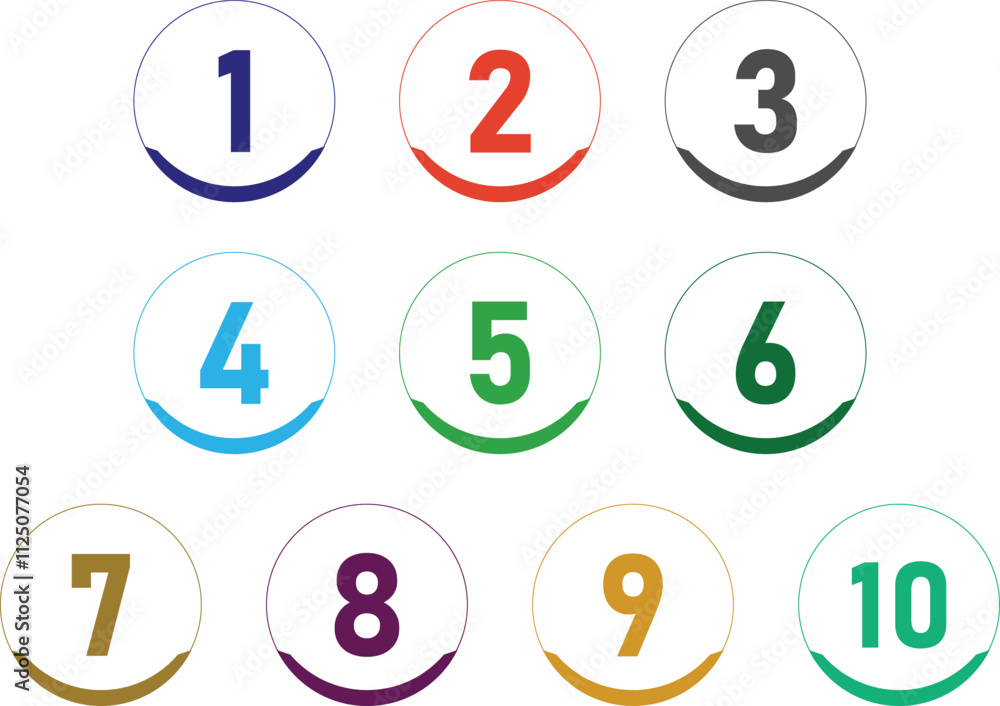 Bullet point special number set with many colour Bullet point special number set with many colour