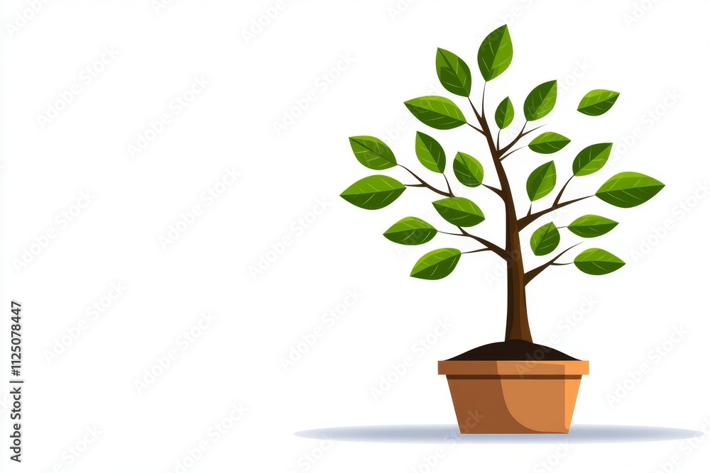 A flat vector of a money tree growing in a pot, symbolizing financial growth, drawn in soft green tones on a white canvas A flat vector of a money tree growing in a pot, symbolizing financial growth, drawn in soft green tones on a white canvas