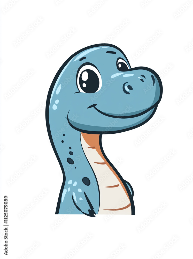A cartoon dinosaur head with a big smile on its face. The dinosaur is blue and has a white belly. A cartoon dinosaur head with a big smile on its face. The dinosaur is blue and has a white belly.