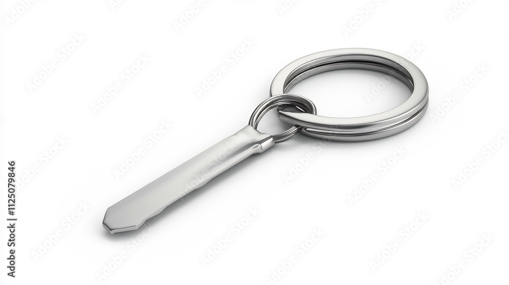 Chrome Keychain Bottle Opener Isolated on White Background 3D Chrome Keychain Bottle Opener Isolated on White Background 3D