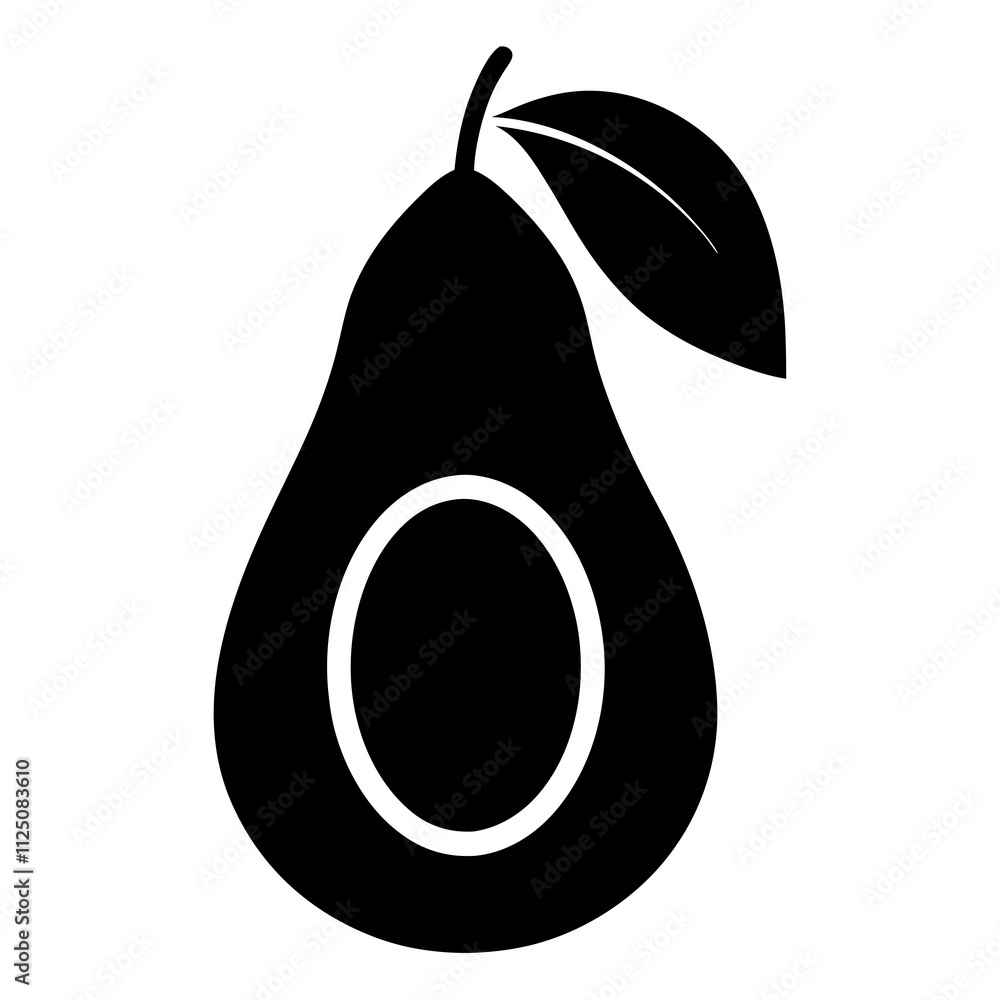 A simple black shape avocado fruit with leaves silhouette & Fruit vector art illustration. Sweet fruits elements icon vector A simple black shape avocado fruit with leaves silhouette & Fruit vector art illustration. Sweet fruits elements icon vector