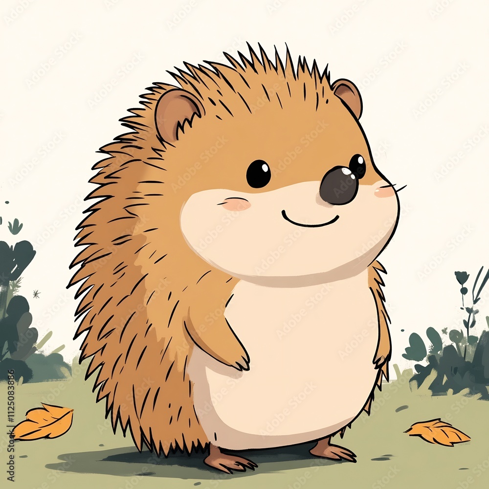 Playful Hedgehog in Minimal Flat Design on White Background Playful Hedgehog in Minimal Flat Design on White Background