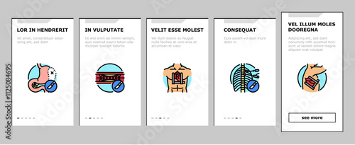 surgery hospital health onboarding mobile vector surgical room, technology plastic, medical patient, emergency medicine, face nose surgery hospital health illustrations