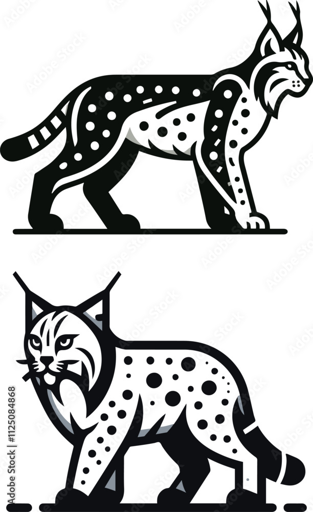 Minimalist Lynx Vector Illustration on White Background Minimalist Lynx Vector Illustration on White Background